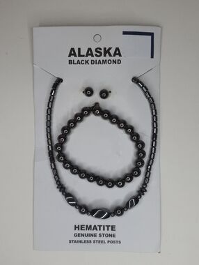 Black Diamond Hematite-Tone Bead Jewelry Set - Dark Metallic NWT
